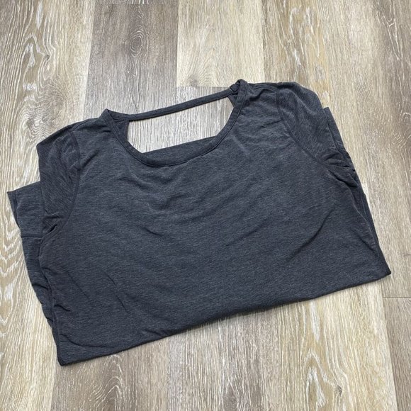 GAP Fit Round Neck Keyhole Back Grey Pullover Long Sleeve Shirt Women's Large - Picture 2 of 10